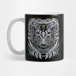 Wolves head illustration with a mecha theme Mug